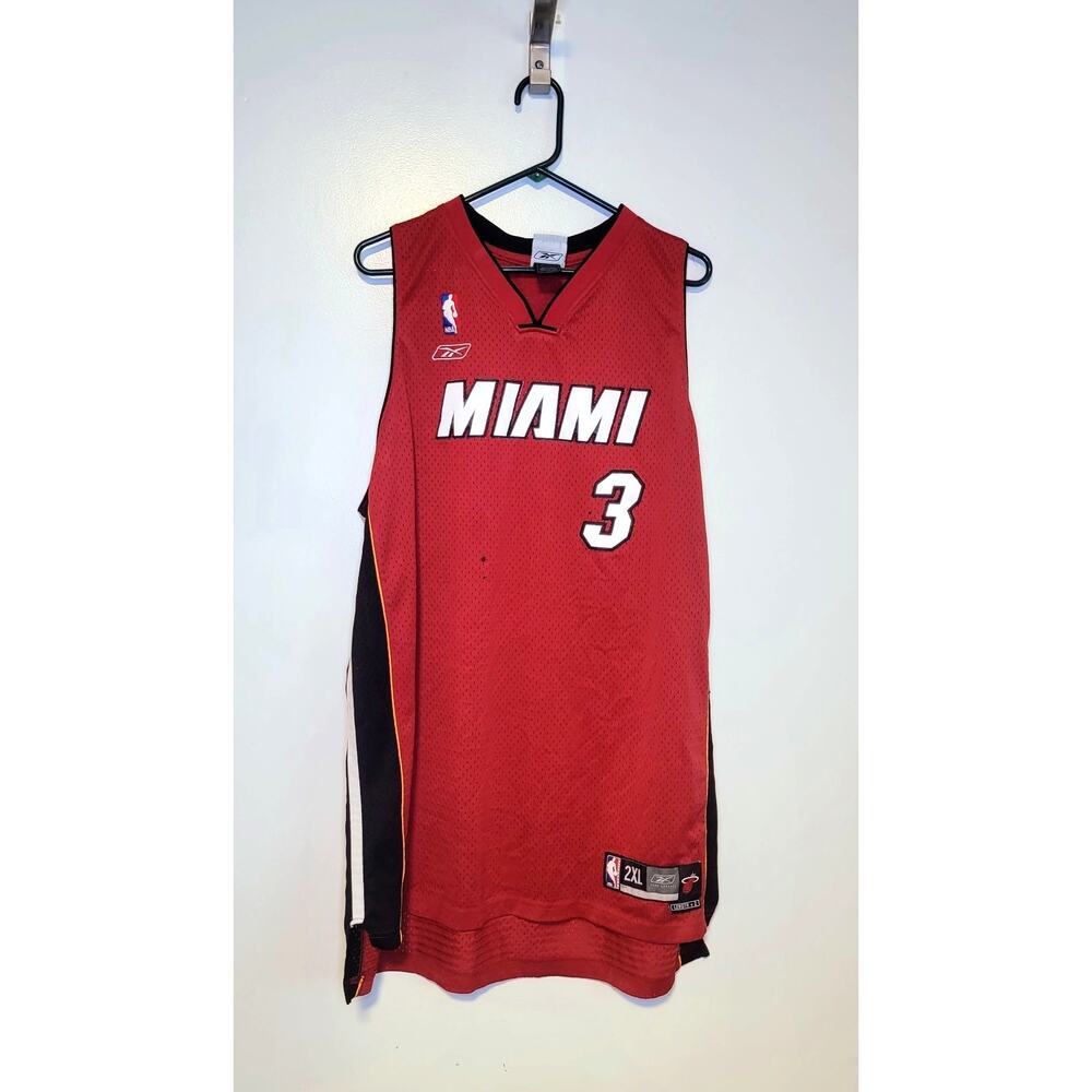 Reebok Dwyane Wade Miami Heat Red Basketball Jersey Size 2XL